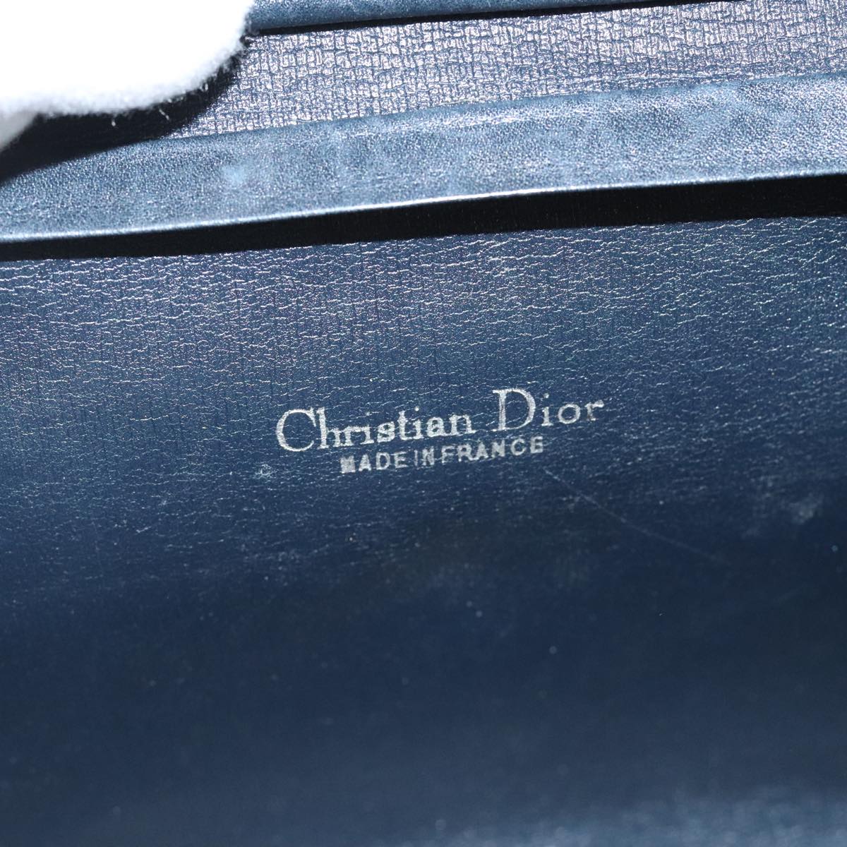 Christian Dior Trotter Canvas Chain Shoulder Bag Gold Navy Auth mr622