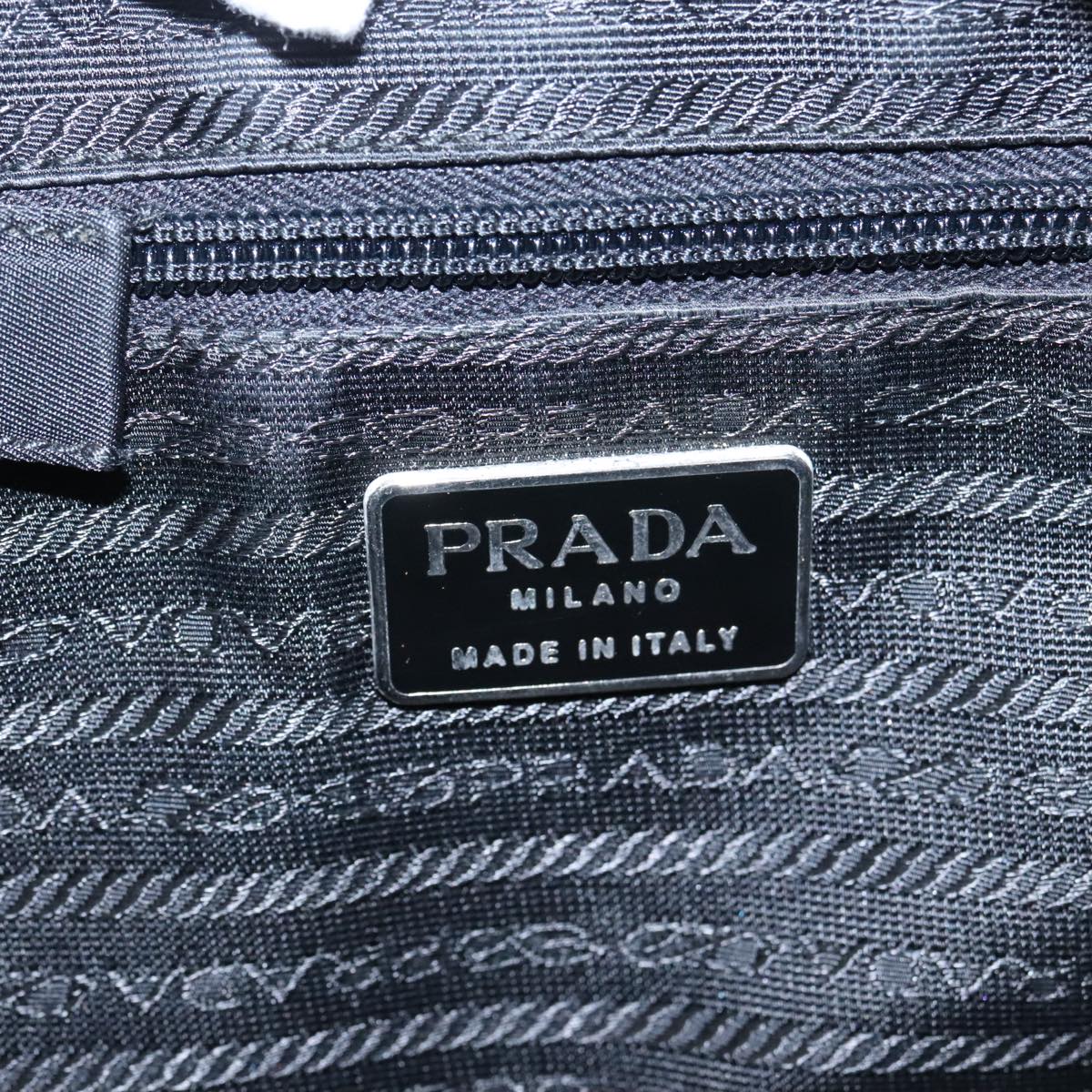 PRADA Hand Bag Nylon Silver Black Auth mr626