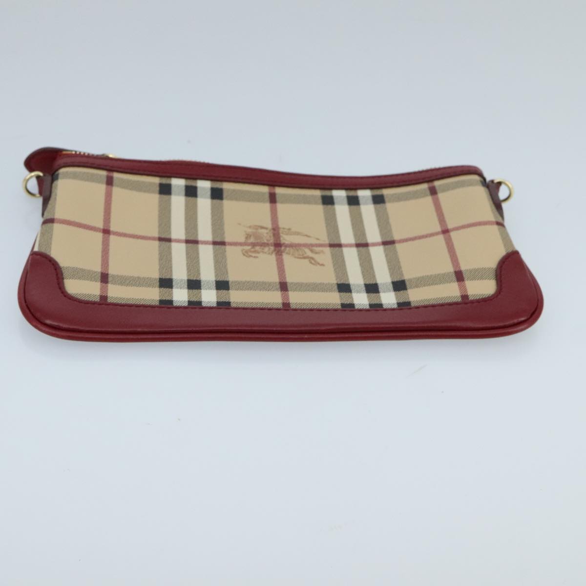 BURBERRY Nova Check Shoulder Bag PVC Beige Gold Red Auth mr629