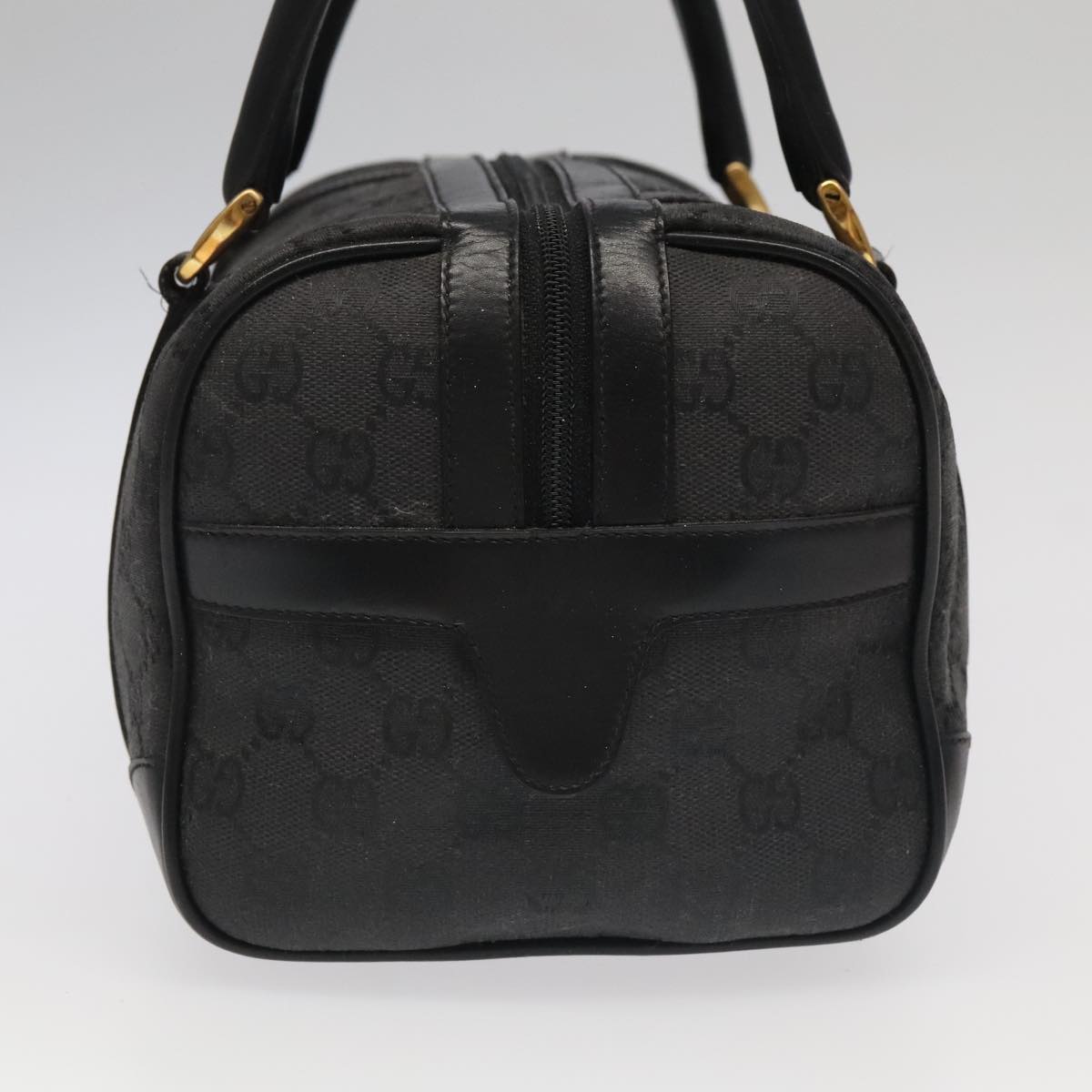 GUCCI GG Canvas Hand Bag Black Gold Auth mr650