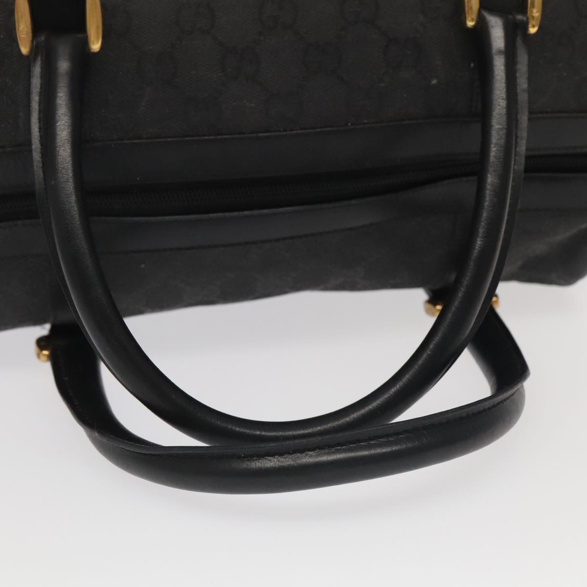 GUCCI GG Canvas Hand Bag Black Gold Auth mr650