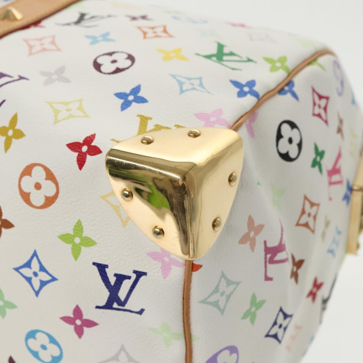 LOUIS VUITTON Monogram Multicolor Keepall 45 Boston Bag White M92641 Auth mr652A