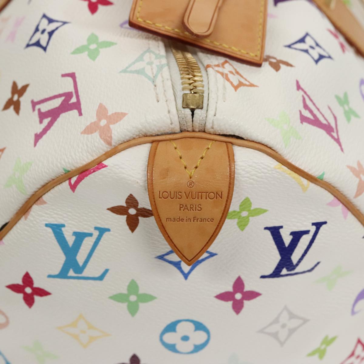 LOUIS VUITTON Monogram Multicolor Keepall 45 Boston Bag White M92641 Auth mr652A