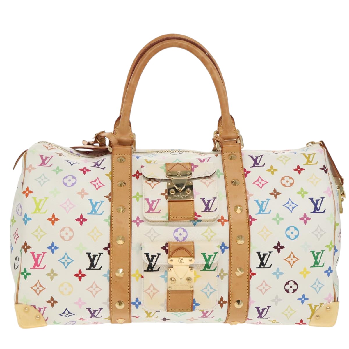 LOUIS VUITTON Monogram Multicolor Keepall 45 Boston Bag White M92641 Auth mr652A - 0