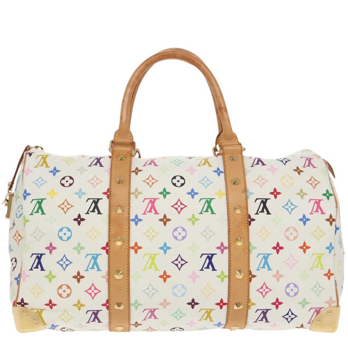 LOUIS VUITTON Monogram Multicolor Keepall 45 Boston Bag White M92641 Auth mr652A