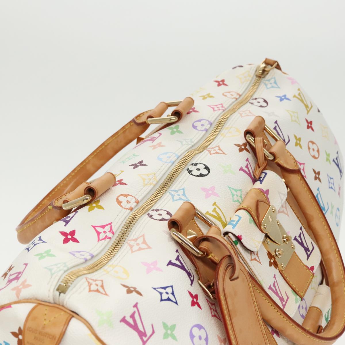 LOUIS VUITTON Monogram Multicolor Keepall 45 Boston Bag White M92641 Auth mr652A