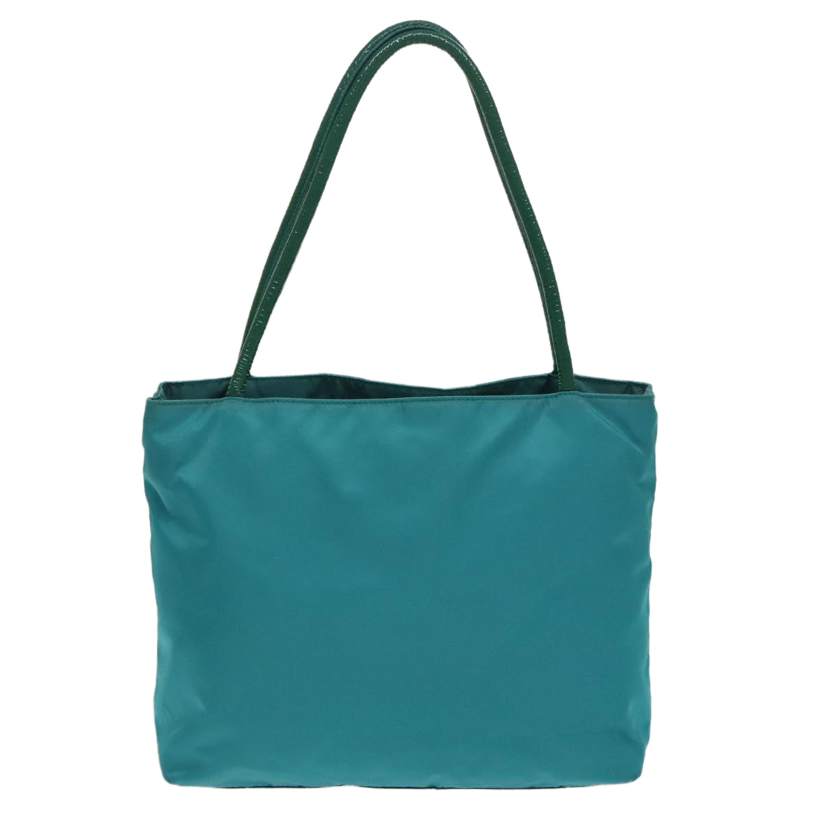 PRADA Tote Bag Nylon Turquoise Blue Gold Auth mr653 - 0