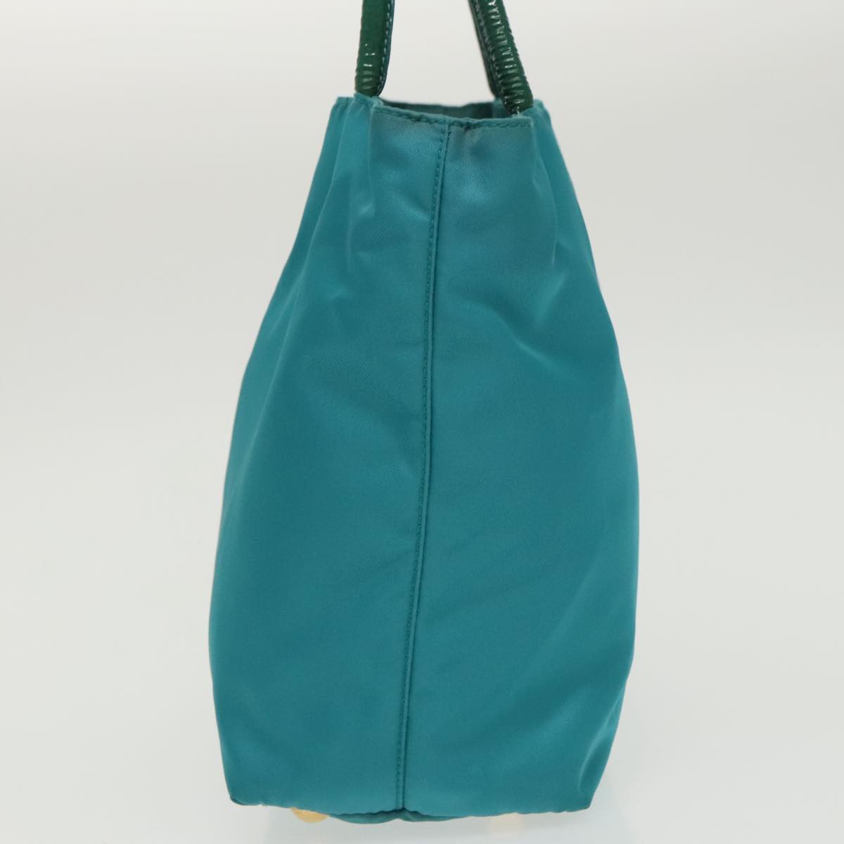 PRADA Tote Bag Nylon Turquoise Blue Gold Auth mr653