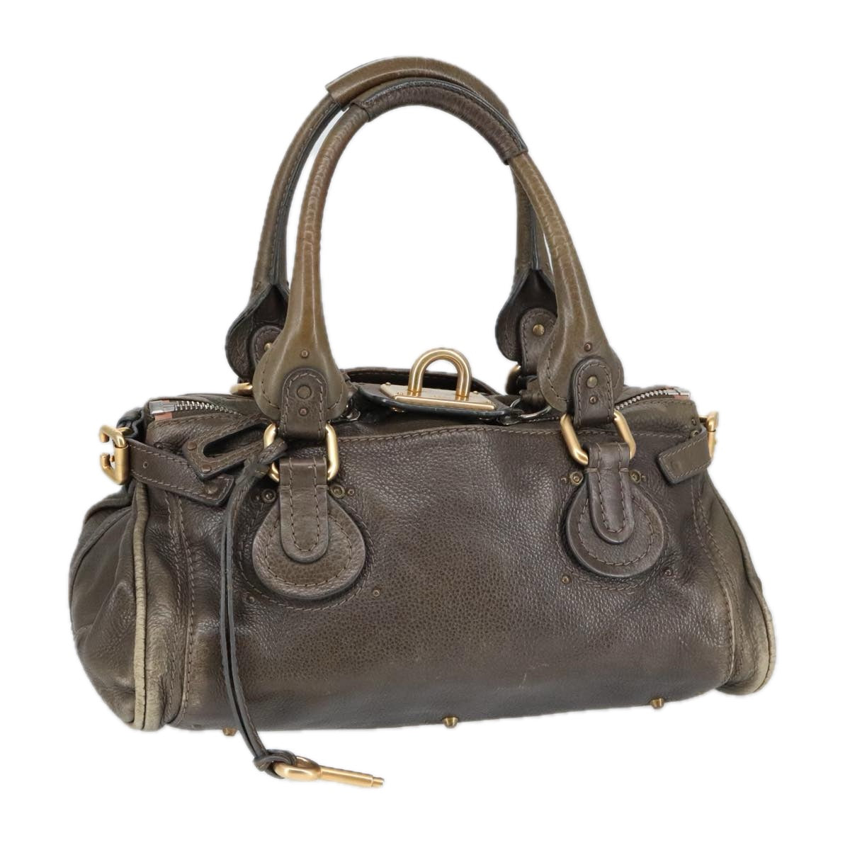 Chloe Paddington Hand Bag Leather Brown Gold Silver Auth mr655