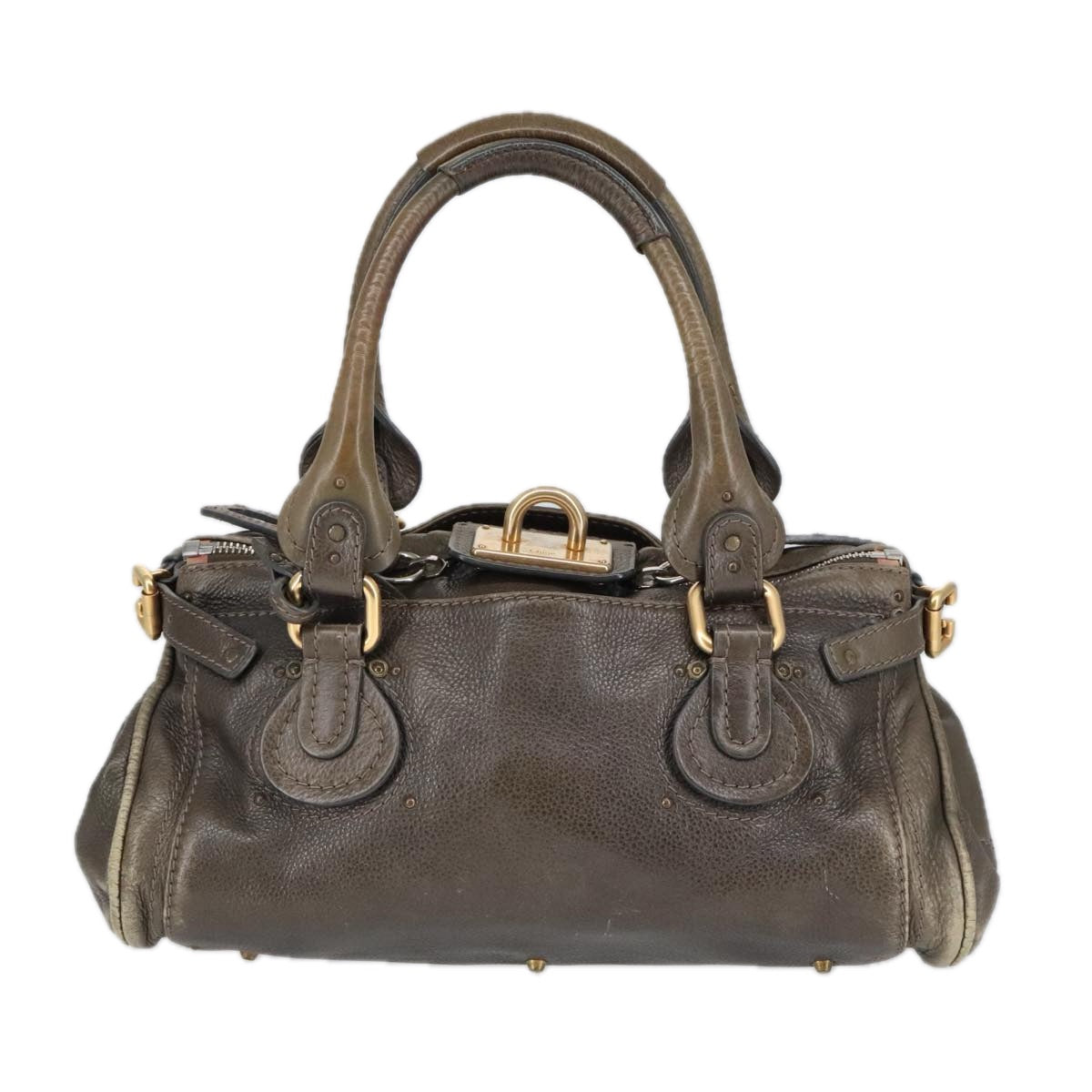 Chloe Paddington Hand Bag Leather Brown Gold Silver Auth mr655