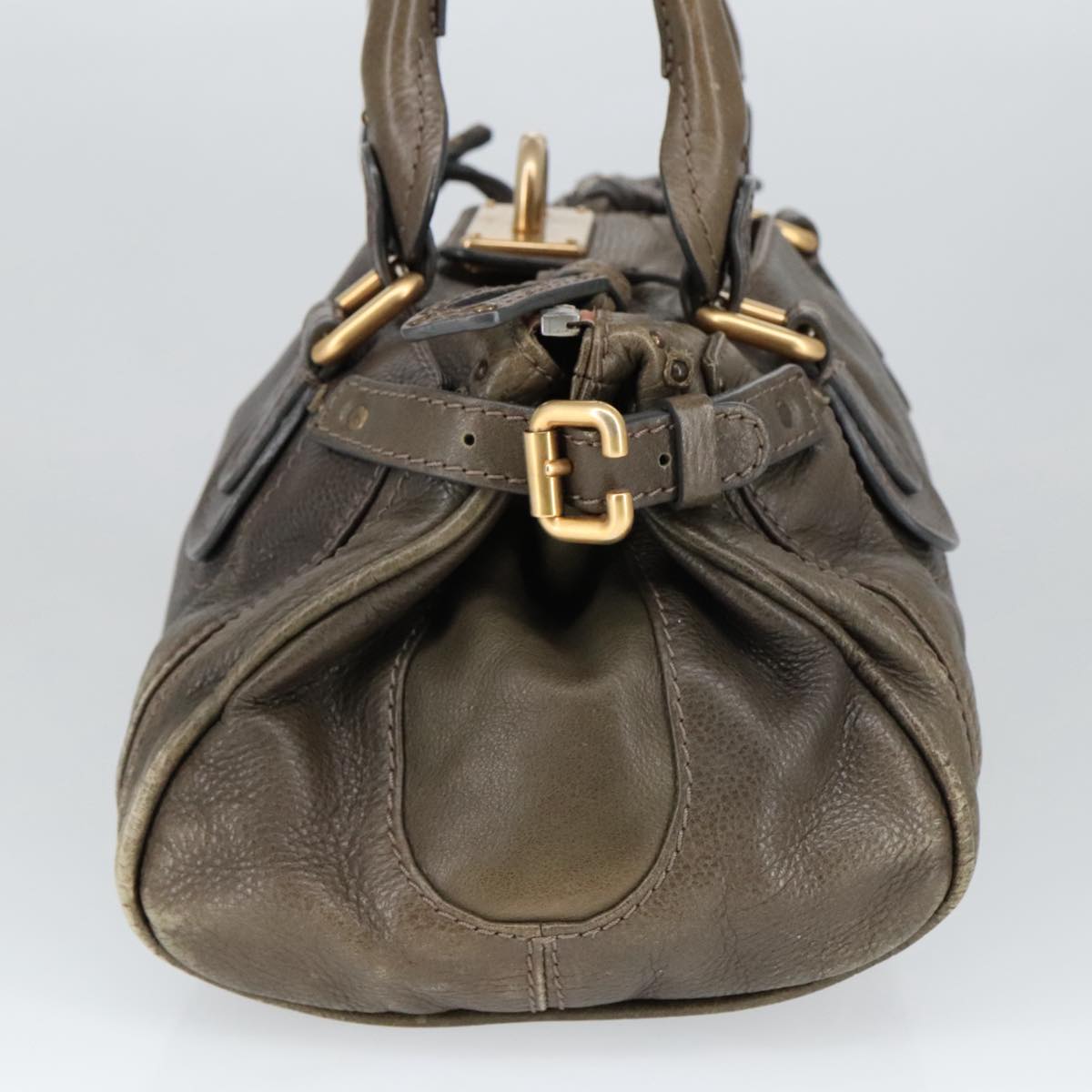 Chloe Paddington Hand Bag Leather Brown Gold Silver Auth mr655