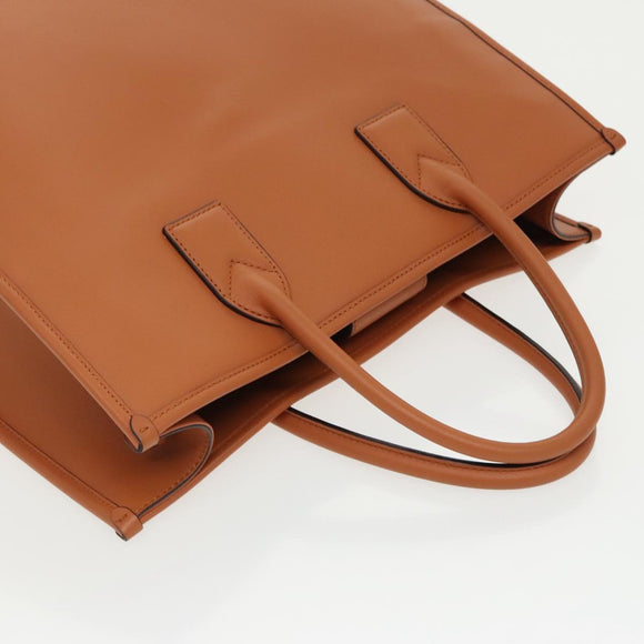 MCM Hand Bag Leather 2way Brown Silver Auth mr659