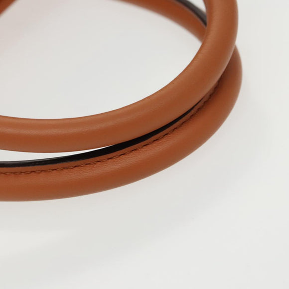 MCM Hand Bag Leather 2way Brown Silver Auth mr659