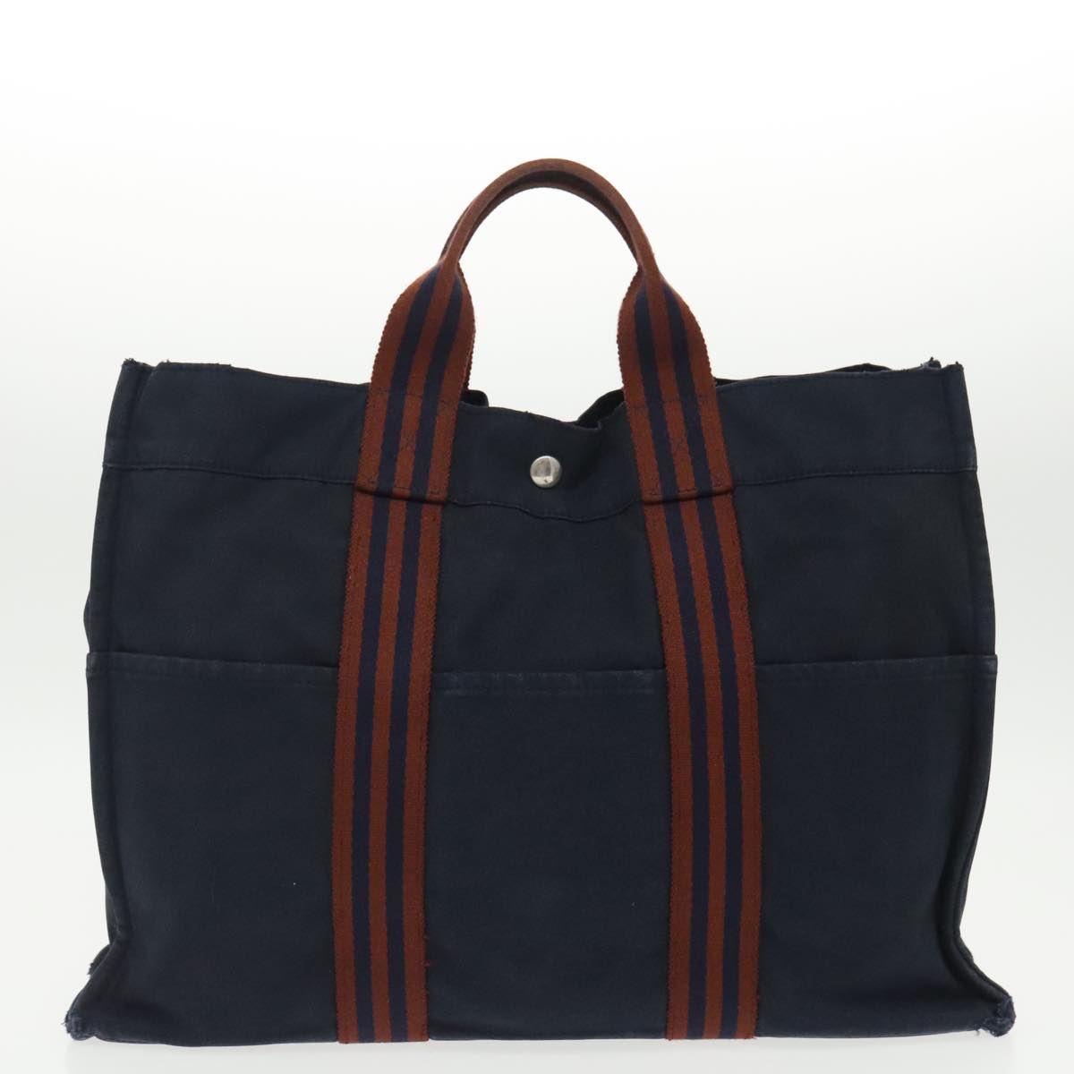 HERMES Fourre Tout MM Hand Bag Canvas 2Set Navy Auth mr662