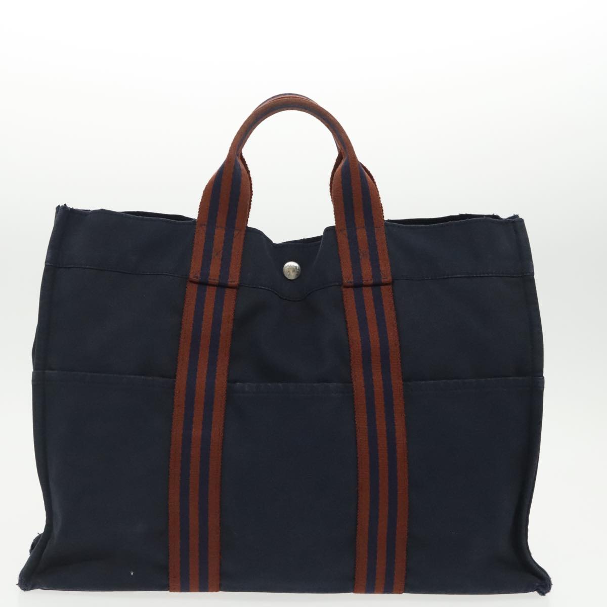 HERMES Fourre Tout MM Hand Bag Canvas 2Set Navy Auth mr662