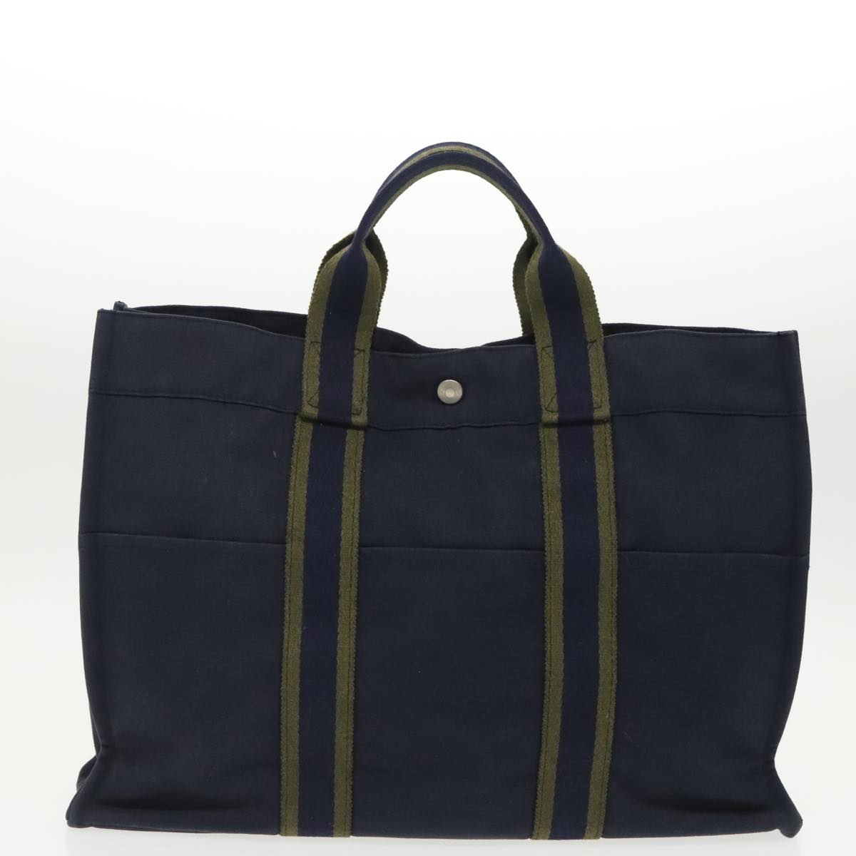 HERMES Fourre Tout MM Hand Bag Canvas 2Set Navy Auth mr662 - 0