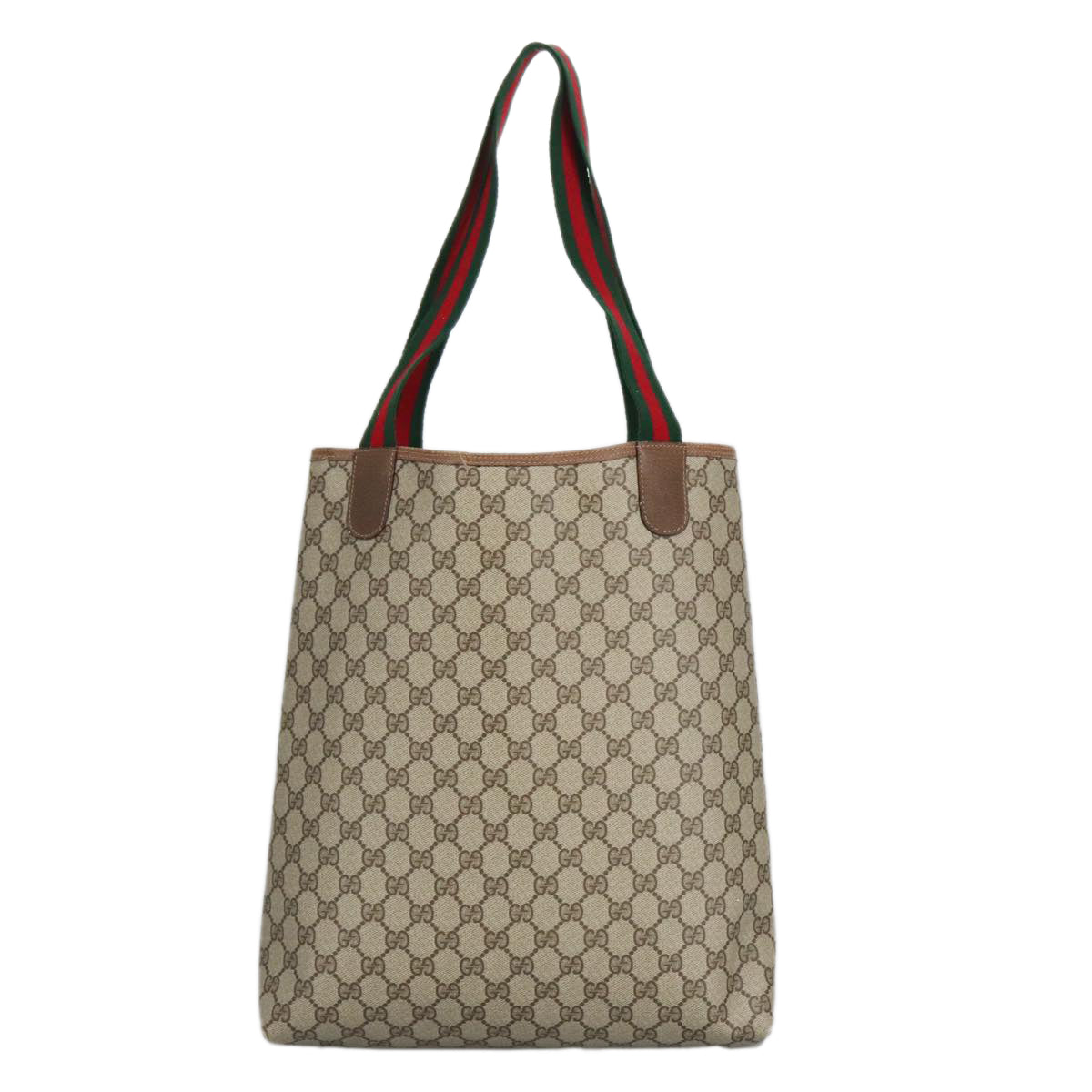 GUCCI GG Supreme Web Sherry Line Tote Bag PVC Beige Red 39 02 003 Auth mr666 - 0