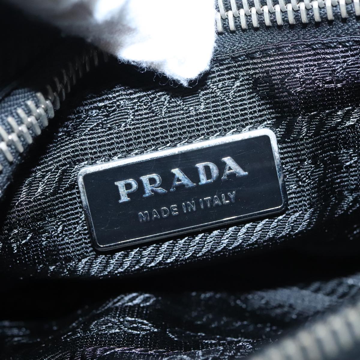 PRADA Shoulder Bag Nylon Black Silver BR2162 Auth mr669