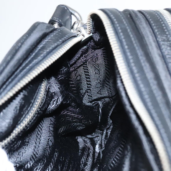PRADA Shoulder Bag Nylon Black Silver BR2162 Auth mr669V