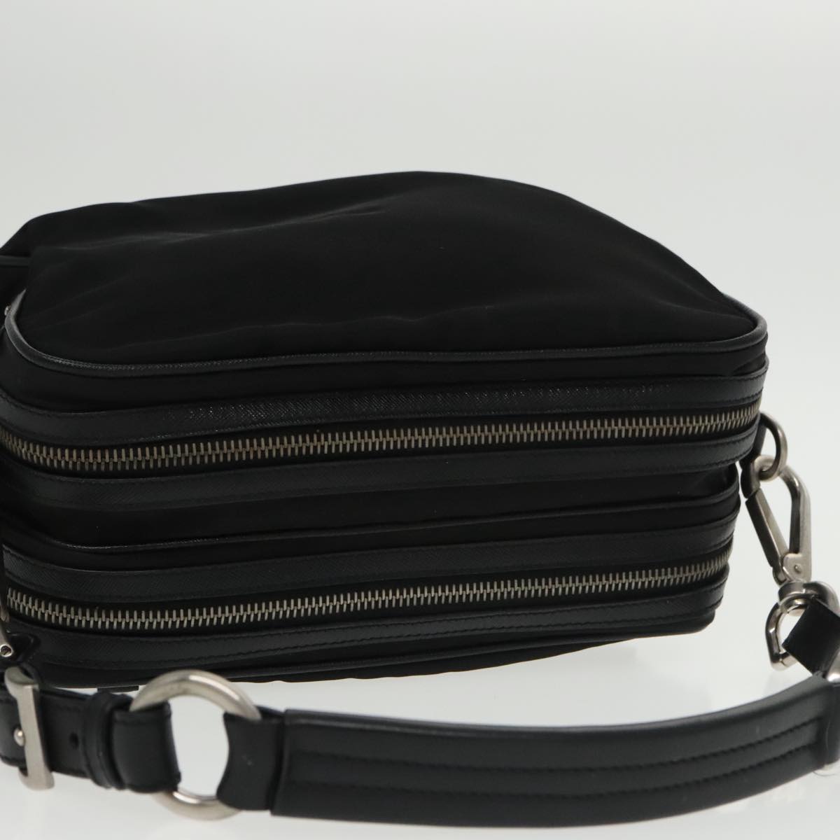 PRADA Shoulder Bag Nylon Black Silver BR2162 Auth mr669