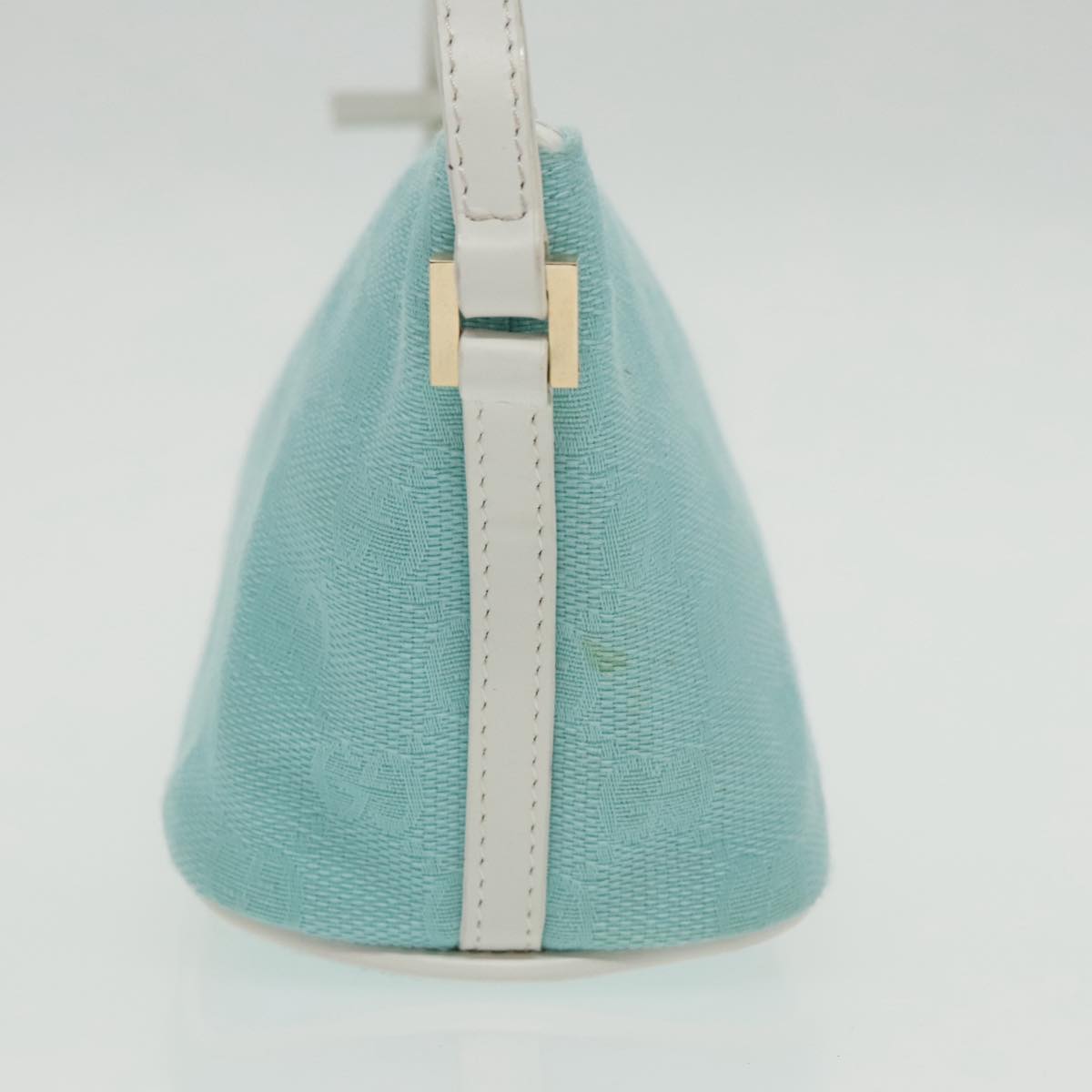 GUCCI GG Canvas Accessory Pouch Light Blue Gold Auth mr670