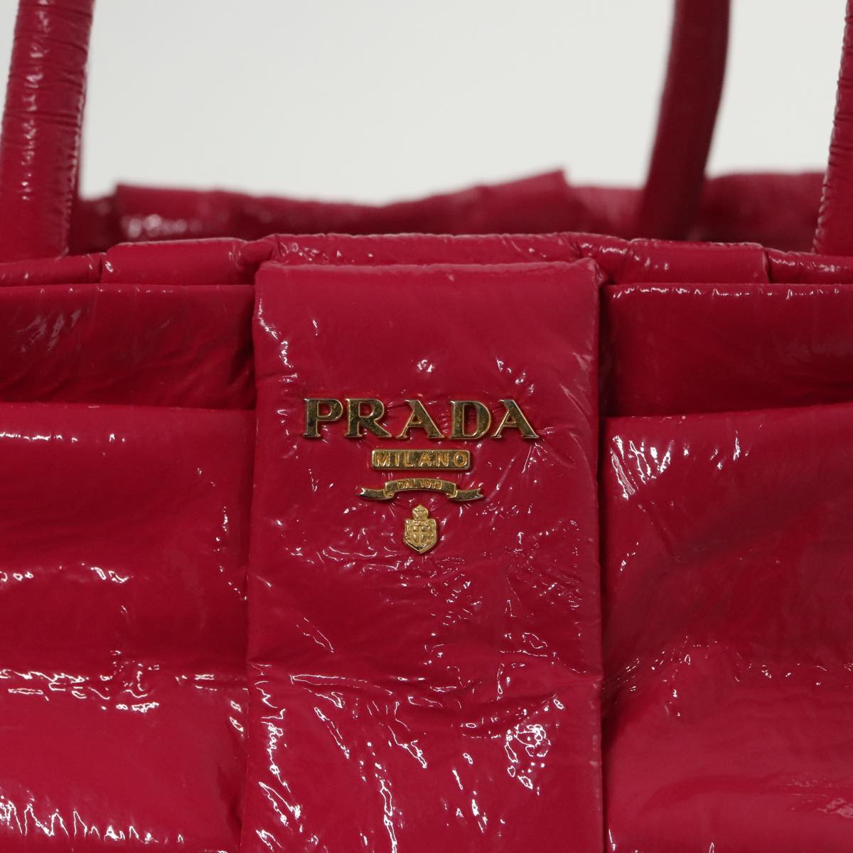 PRADA Hand Bag Enamel Pink Gold Auth mr674