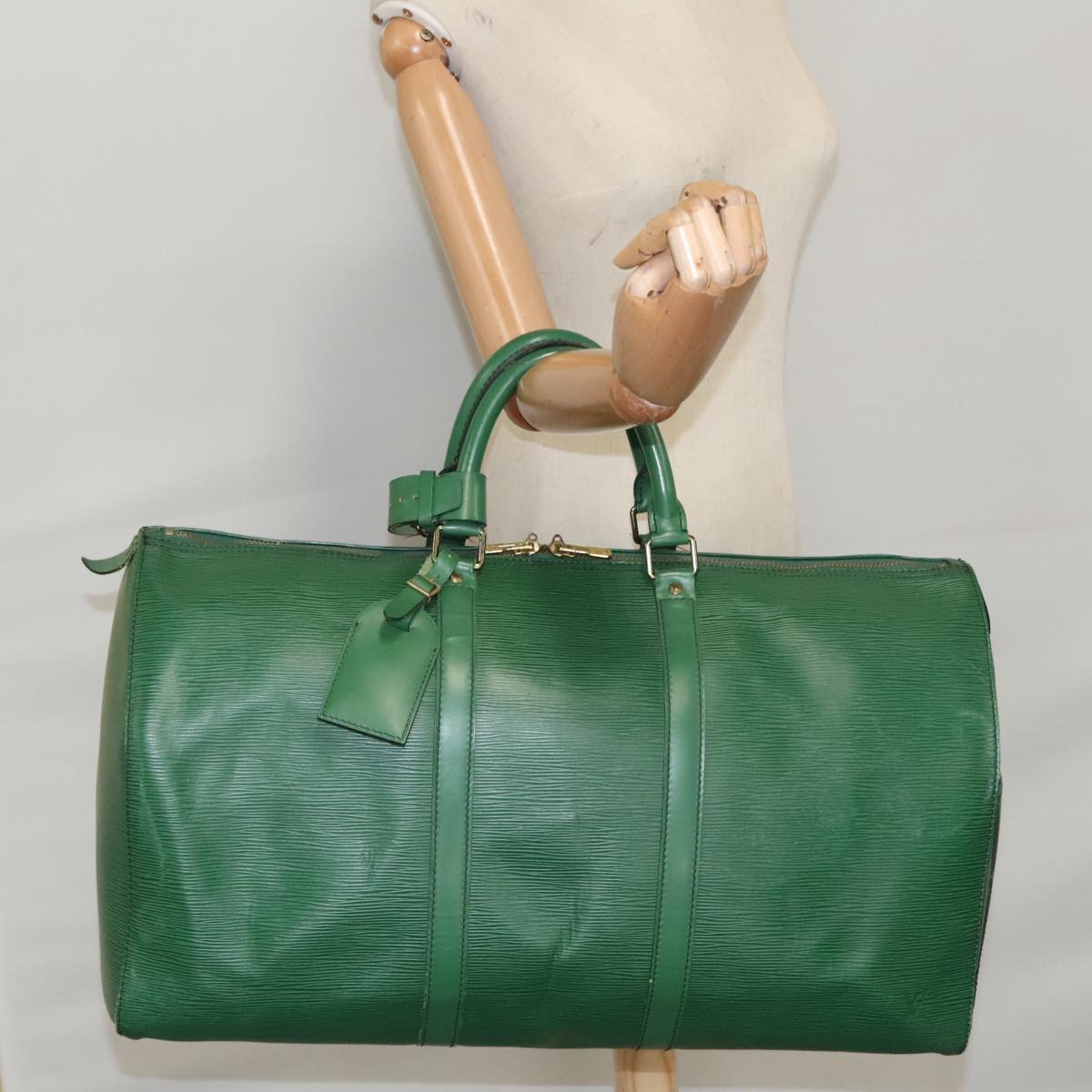 LOUIS VUITTON Epi Keepall 50 Boston Bag Green M42964 LV Auth mr679