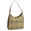 Burberrys Nova Check Schultertasche PVC Leder Beige Auth mr684-1