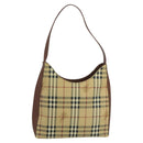 Burberrys Nova Check Shoulder Bag PVC Leather Beige Auth mr684-13