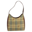 Burberrys Nova Check Shoulder Bag PVC Leather Beige Auth mr684-2