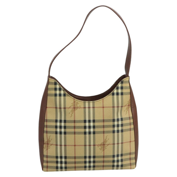 Burberrys Nova Check Shoulder Bag PVC Leather Beige Auth mr684