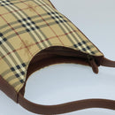 Burberrys Nova Check Shoulder Bag PVC Leather Beige Auth mr684-6