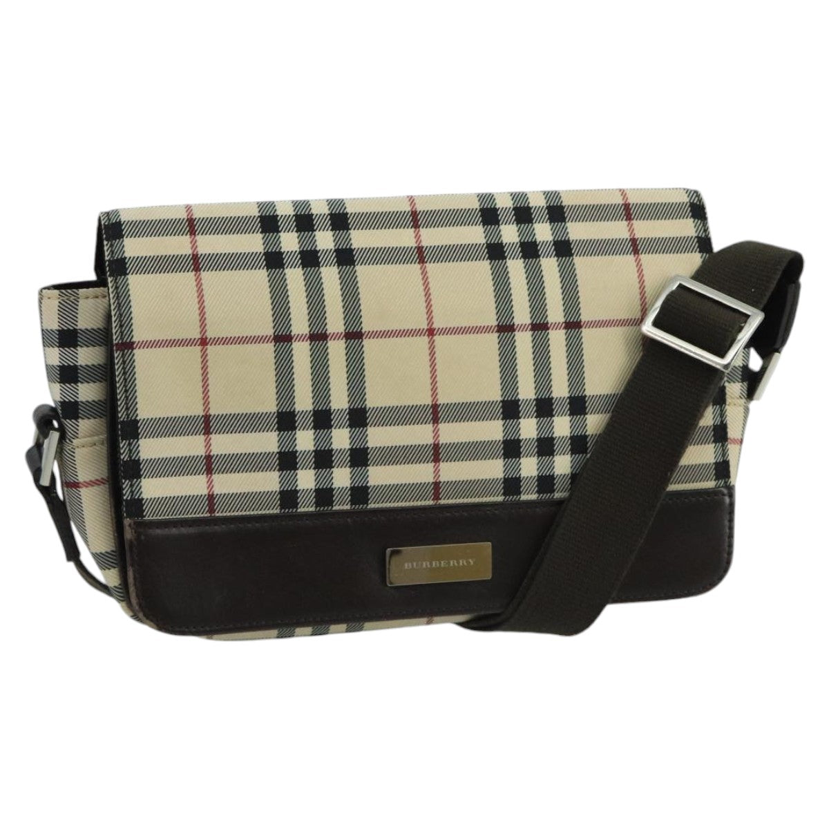 BURBERRY Nova Check Shoulder Bag Canvas Beige Auth mr688