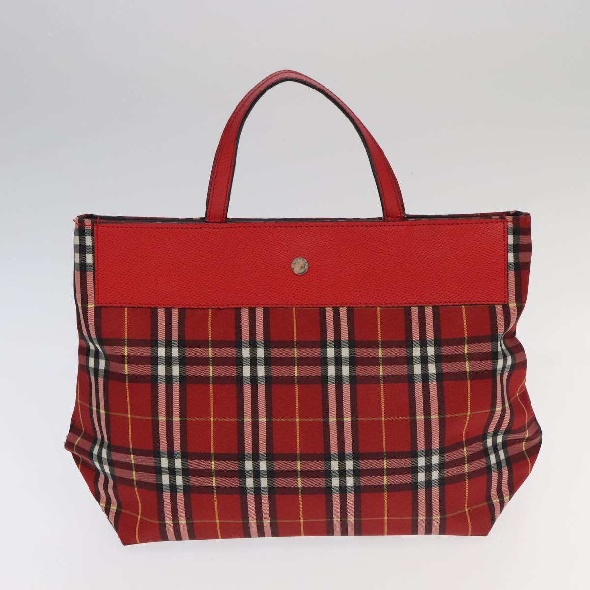 BURBERRY Nova Check Tote Bag Canvas 2Set Black Red Auth mr690