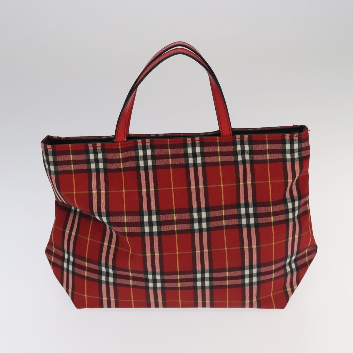 BURBERRY Nova Check Tote Bag Canvas 2Set Black Red Auth mr690