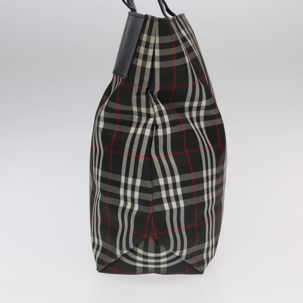 BURBERRY Nova Check Tote Bag Canvas 2Set Black Red Auth mr690