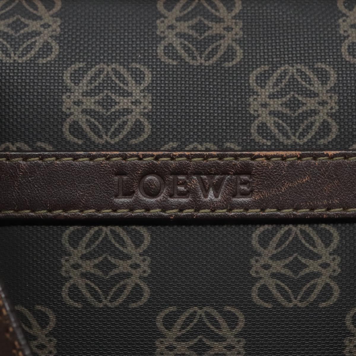 LOEWE Anagram Hand Bag PVC Leather Brown Auth mr701