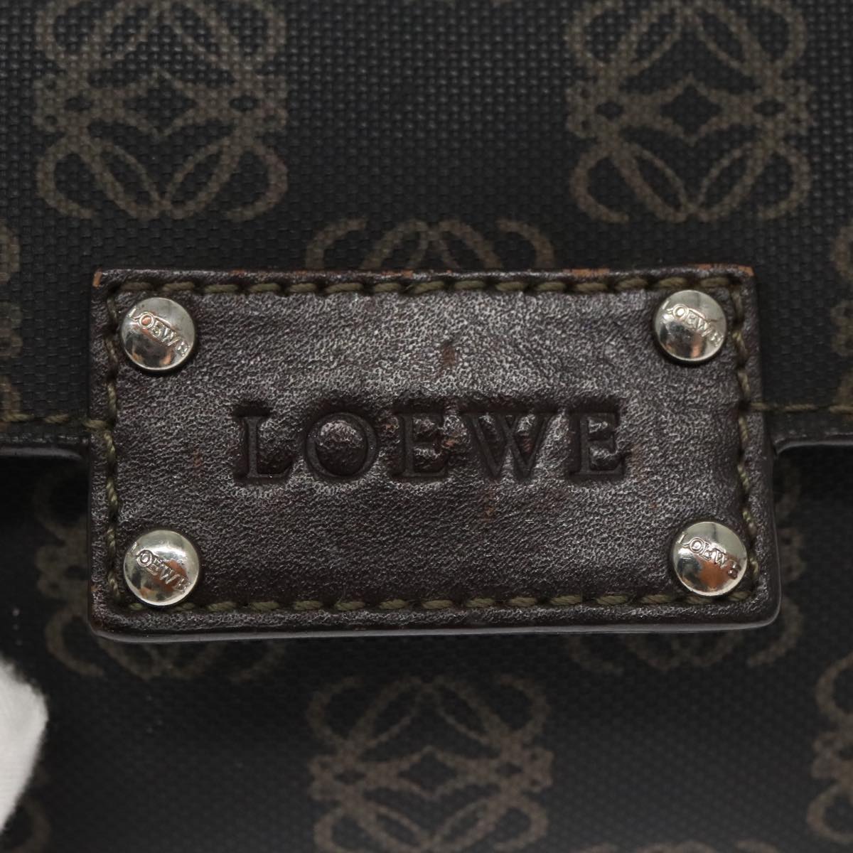 LOEWE Anagram Hand Bag PVC Leather Brown Auth mr701