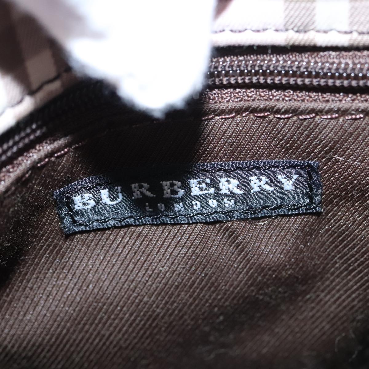 BURBERRY Nova Check Hand Bag Canvas Pink Auth mr703