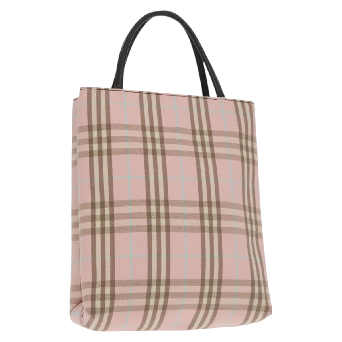 BURBERRY Nova Check Hand Bag Canvas Pink Auth mr703