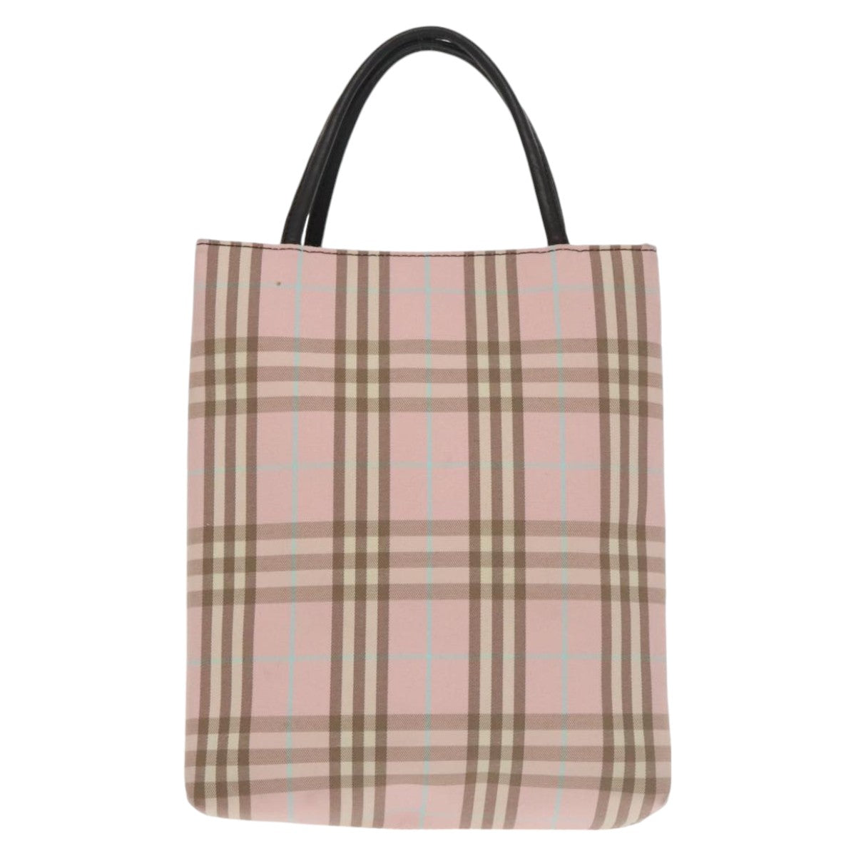 BURBERRY Nova Check Hand Bag Canvas Pink Auth mr703