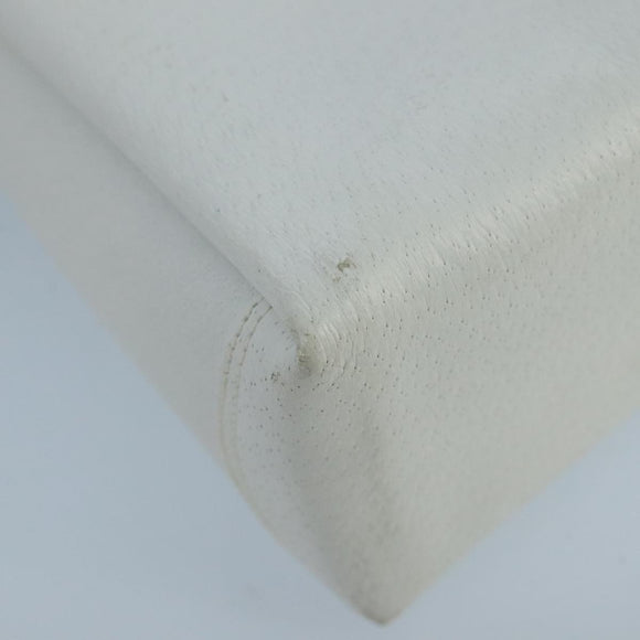 GUCCI Hand Bag Leather White Gold Auth mr709