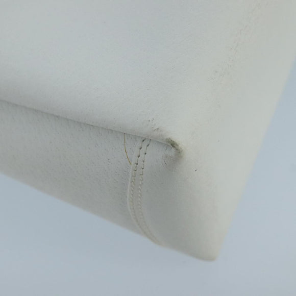 GUCCI Hand Bag Leather White Gold Auth mr709