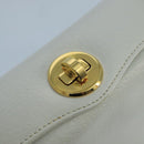 GUCCI Hand Bag Leather White Gold Auth mr709-18