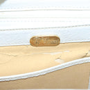 GUCCI Hand Bag Leather White Gold Auth mr709-9