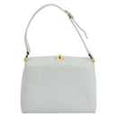 GUCCI Hand Bag Leather White Gold Auth mr709-13