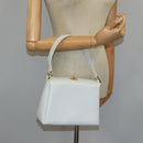 GUCCI Hand Bag Leather White Gold Auth mr709-24
