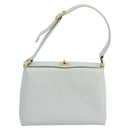 GUCCI Hand Bag Leather White Gold Auth mr709-2