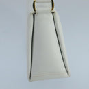 GUCCI Hand Bag Leather White Gold Auth mr709-3