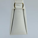 GUCCI Hand Bag Leather White Gold Auth mr709-4